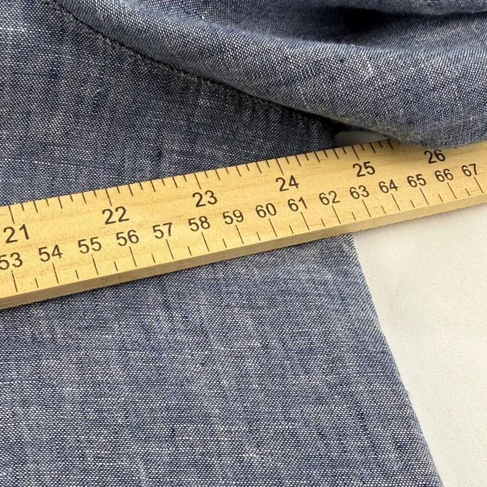 Antibes Blanc 100% Linen V-Neck Top Blue Size 1X - Picture 4 of 6